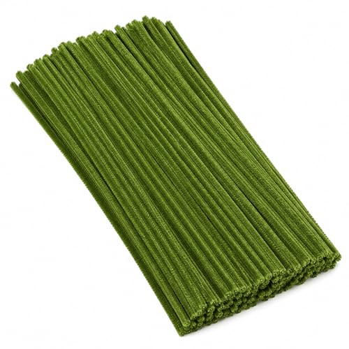 Image of TRAIS-100 PCS Pipe Cleaners, Chenille Stems for Crafts, Fuzzy Craft Pipe Cleaners, Soft Flexible Bendable Sticks for DIY Art Supplies, Kids Crafts, School Projects (OLIVE GREEN)