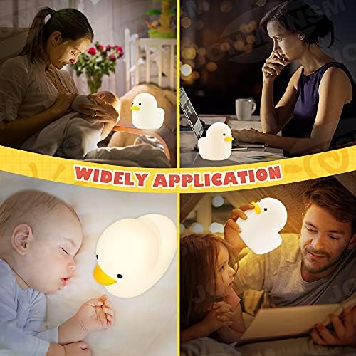JONMONSM LED Duck Night Light Kids Lamp, Cute Dull Finn The Duck Night Light, Led Animal Silicone Kids Lamp with USB Rechargeable Portable Touch Table Lamp for Kids and Women's Bedroom, Living Room