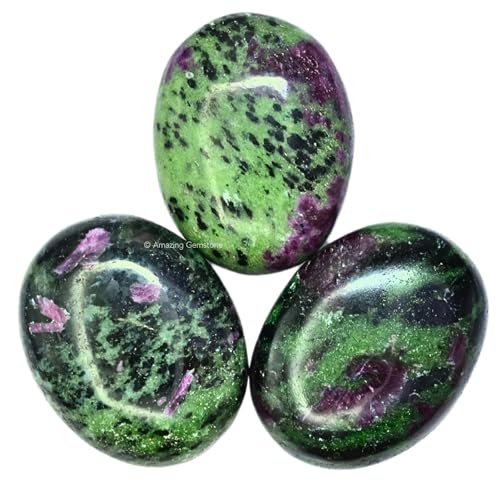 Image of Amazing Gemstone Ruby Zoisite Crystals and Healing Stones - Large Palm Stone Crystals Piedra - Crystal for Good Luck, Balanced Positive Energy, Meditation - Unique Stocking Stuffers
