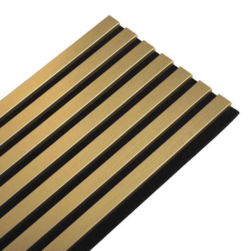Panneau mural acoustique tasseaux bois DECOON 120x30 cm Gold et feutrine noir