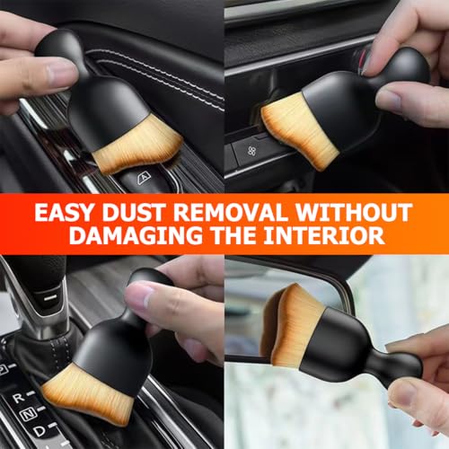 image for Blilo 2PCS Car Interior Detailing Brush with Dust Cover, Auto Soft Hai