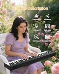 Folding Piano 61 Key, Foldable Sensitive Electric Piano for Beginners, Portable Piano Keyboard with Sheet Music Stand, Bag, Pedal