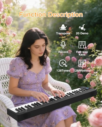 Faltbares Klavier 61 Tasten Piano Keyboard Set Unterstützung halbes Gewicht Tasten & MIDI Bluetooth, Folding Piano für Anfänger Geburtstags Geschenk