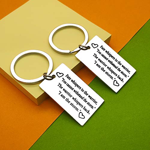 2 Pack Encouragement Keychain,Fate Whispers to The Warrior You Cannot Withstand The Storm I Am The Storm Keychain Inspirational Keychain for Men Women Teen Girls Boys Her Him Nurse Doctor