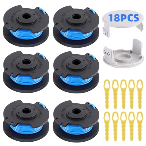 6Pcs Bobine Fil Coupe Bordure pour Ryobi One+ Rotofil Debroussailleuse AC14RL3A 18V 24V 40V Coupe Bordures Accessoires Rechange + 2 Couvercle + 10 Lames de...