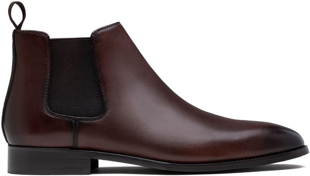 Jousen Chelsea Boots Men Polished Leather Dress Boots Stylish Classic Retro Slip On Boots for Men - Image 4