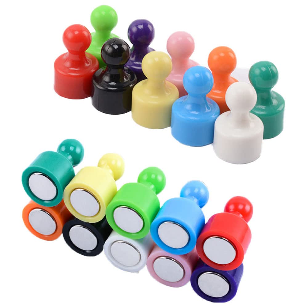 Qikaara Multicolored 20 Pcs Fridge Magnets - Strong Neodymium Magnets Small Push Pins, Perfect For Refrigerator, Whiteboard, Map, Home, Kitchen, Office, School, Classroom