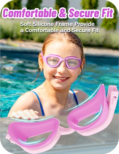 Image of Vvinca Kids Swim Goggles, Swimming Goggles for Kids 3-14 Anti-Fog UV Protection No Leak Pool Glasses for Boys Girls