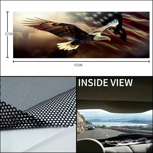 Image of Rear Window Decals for Trucks - 65x22 in Back Window American Flag Decals Fit Most Pickup Trucks SUV, Vinyl Back Window Decal Truck Rear Window Graphics for Personalized