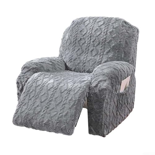 Silla reclinable individual funda elástica gris claro sofá protector de muebles de 360 grados 2