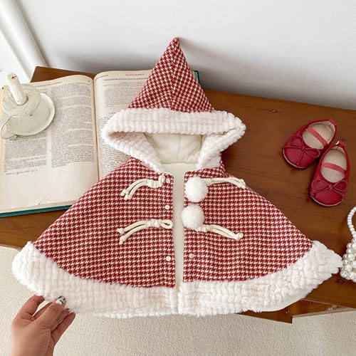 Little Girls Winter Cape for Girls Hooded Cable Knit Poncho Sweaters Toddler Holiday Pullover3