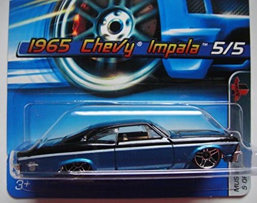 HOT WHEELS MUSCLE MANIA 5 OF 5 TEAL/BLACK 1965 CHEVY IMPALA #105