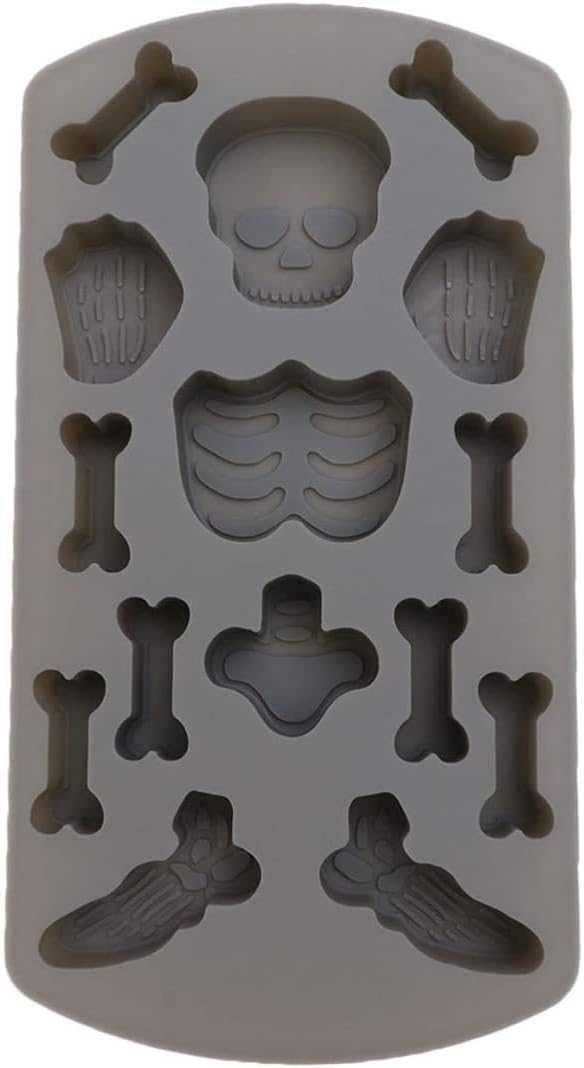 Molde de silicona para hielos con forma de hueso calavera miniatura 1