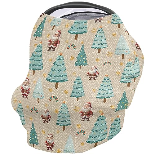 Nursing Cover for Breastfeeding Scarf, Christmas Xmas Tree Candy Baby Car Covers Super Soft Multi Use for Canopy Shopping Cart Cover Blanket Stroller Cover