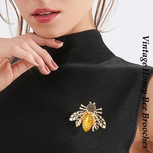 Image of Vintage Crystal Honey Bee Brooches for Women,Sparkly Rhinestone Insect Bee Brooches Charm Faux Pearl Yellow Sun Flower Honeybee Lapel Pins Dress Suit Shirt Prom Party Jewelry