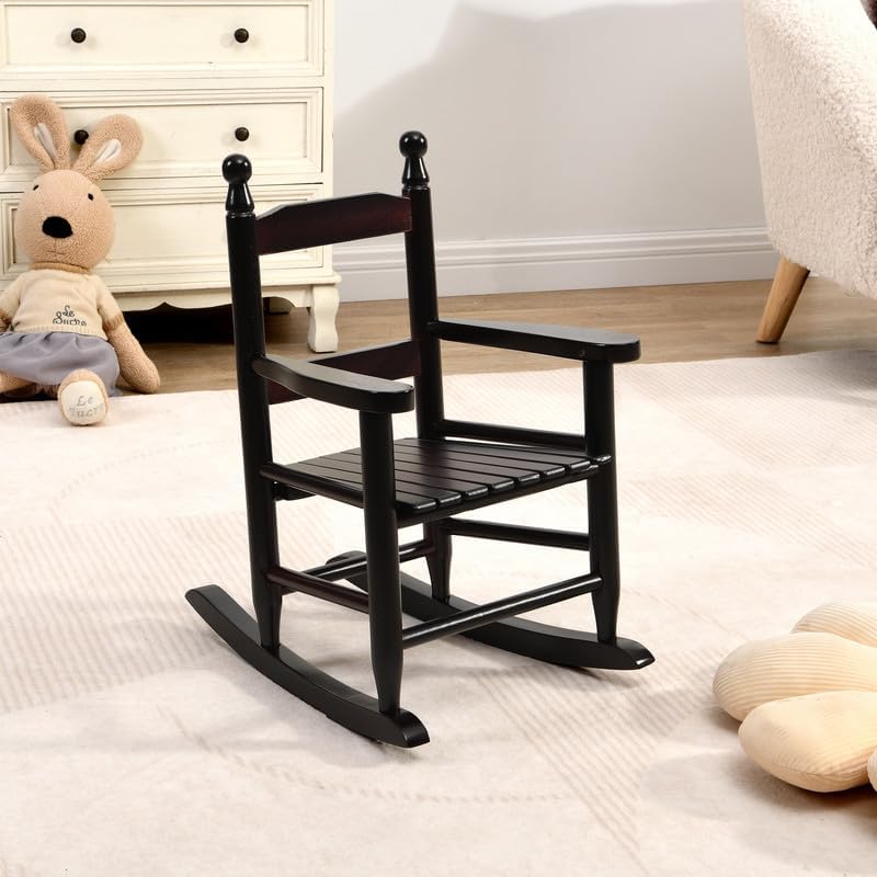 Durable ESP Children's Oak Rocking Chair, Indoor Outdoor Dual Use Toddler Rocker, Sturdy Safe Smooth Curved Design, Weather Resistant for Bedroom, Garden, Patio, Backyard and Balcony