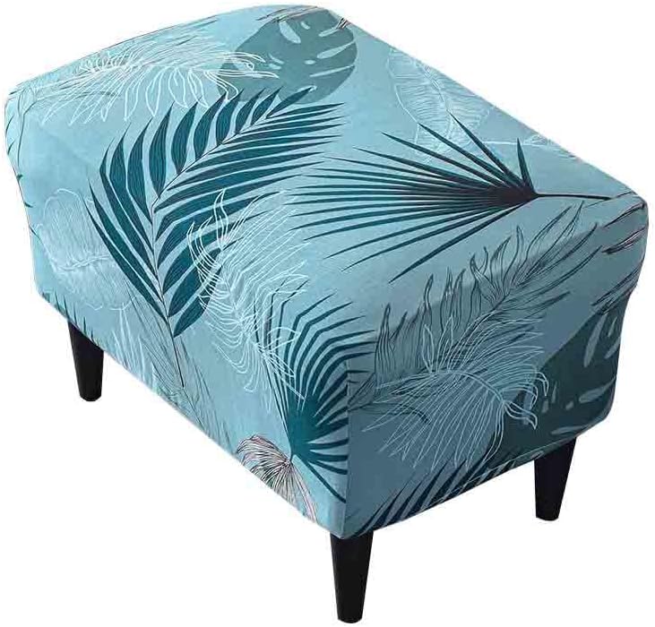 Highdi Ottoman Cover Rectangle Polyester Spandex, Stretch Footstool Slipcover, Stool Protector Cover with Elastic Bottom, Dustproof Removable Washable Footrest Pouffe Covers