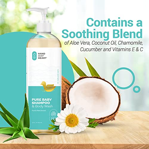 Hand Over Heart Plant Derived Baby Shampoo And Body Wash - Hypoallergenic Bath Soap - Tear Free, Mild And Gentle For Baby's Sensitive Skin - Cleans, Moisturizes And Soothes, Calming Relaxing Scent #TOP2