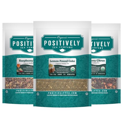 Image of Positively Tea, Organic Herbal Tea Sampler, Loose Leaf, 4 Ounce, 3 Pack