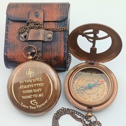 Brújula reloj de sol personalizada de latón 3 pulgadas miniatura 3