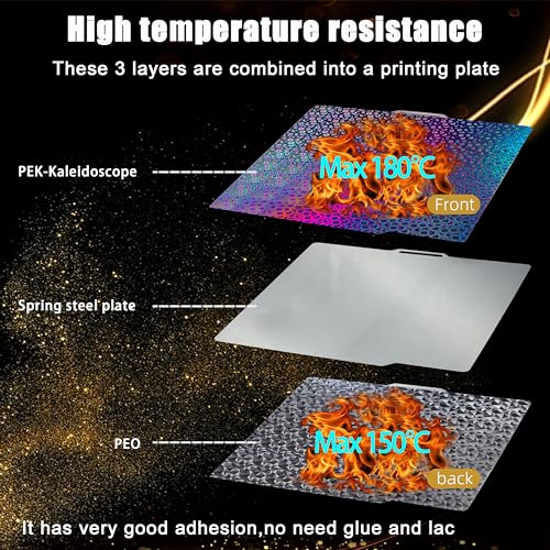 Image of Double Sided Textured PEO PEK Build Plate for Bambu Lab X1 /X1C /X1E /P1P /P1S /A1, Flexible Diamond PEO+Kaleidoscope PEK Spring Steel Plate 257x257mm for Bambu 3D Printers