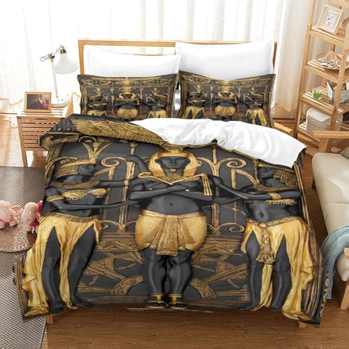 Housse de couette Égypte antique en microfibre douce parure lit double