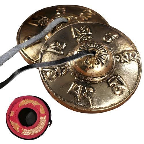 2.6-Inch Tibetan Bell Gong, Copper Percussion Instrument With Six-Syllable Mantra, Includes Protective Case For Healing & Yoga