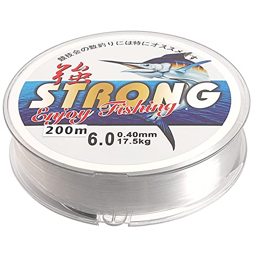 Línea de pesca de 200 m, 6.0 carrete de nylon transparente línea de pesca de 0.4 mm monofilamento invisible rebordear alambre de pesca para hacer manualidades adornos colgantes joyas