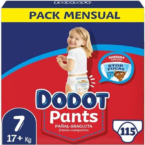 Dodot Pañales Bebé Pants Talla 7 17 Kg , 115 Pañales, Pañal-Braguita Con Ajuste 360 Anti-Fugas, Pack Mensual Dodot Pañales Bebé Pants Talla 7 17 Kg , 115 Pañales, Pañal-Braguita Con Ajuste 360 Anti-Fugas, Pack Mensual