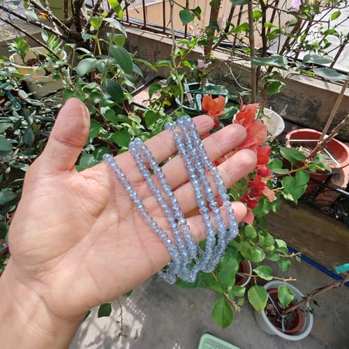 Image of 6mm Rondelle Glass Beads for Jewelry Making, Faceted Briolette Crytal Spacer Beads for Bracelet Necklace Earring, Light Blue Grey 720pcs