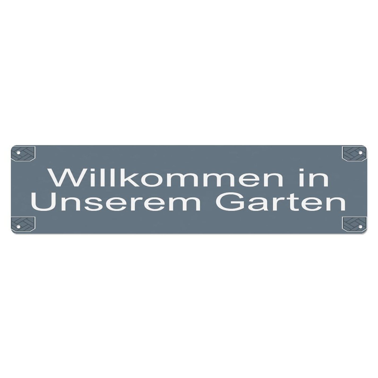 Vintage Welcome to Our Garden Slate Gray Metal Tin Sign
