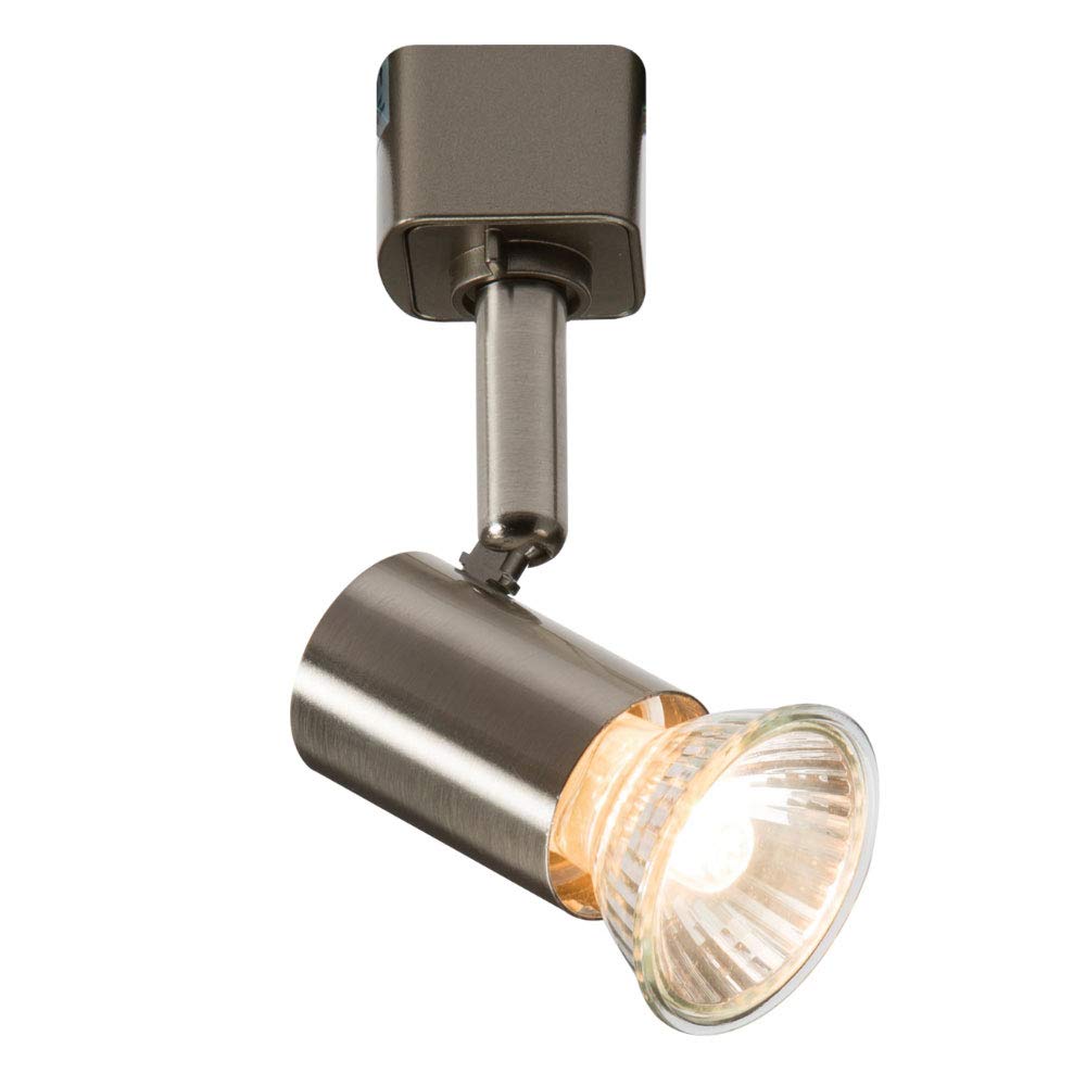 Multi Directional Design Mains Track GU10 LED Compatible Adjustable Spotlight Head Lighting Kitchen Office Shop Retail Display Spot Light (No Bulb, Brushed Chrome)