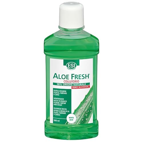 ESI, Aloe Fresh, Collutorio Antibatterico Senza Alcol, Aiuta a Ridurre la Placca e l'Alito Cattivo, Protegge le Gengive e Favorisce la Prevenzione delle Carie, Ingredienti di Origine Naturale, 500 ml