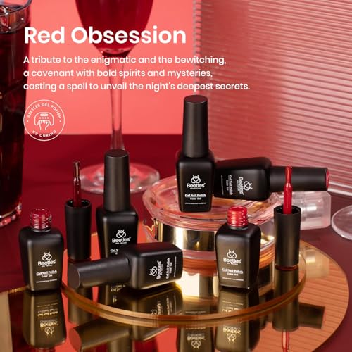 Image of Beetles Red Gel Polish Set, 6 Colors Nail Gel Polish Popular Jelly Shimmer