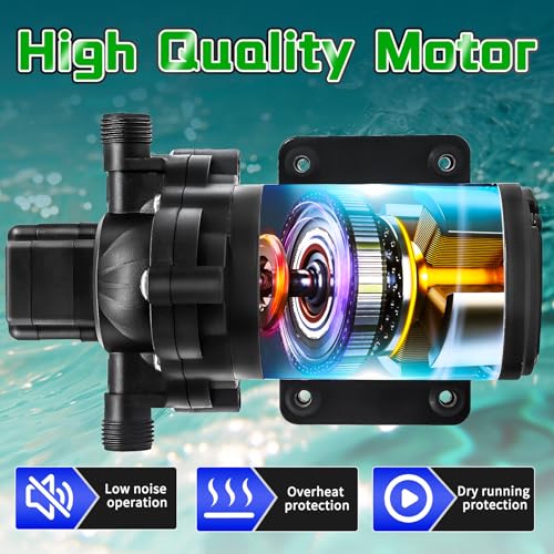 Image of 12V RV Water Pump,2088-422-144 Diaphragm Pump,45 PSI 3.3 Gallons Per Minute Fresh Water Pump with 1 /2MNPT Connection for Agricultural Spraying RV Marine Yacht-Chemical Corrosion Resistant
