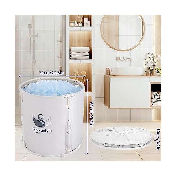 Mobile stabile klappbare Eisbadewanne 70x65cm, mit einem Schritt einfach klappbar, klappbare große Herren-Eiskübelwanne für Eisbadedusche minimalistisches Design (weiß) – Bild 5
