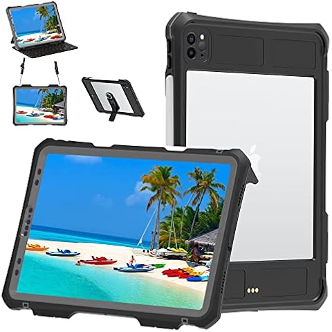 ShellBox Case for iPad Pro 11 Inch 2021/2020,Full-Body Protective Case,Magnetic Pencil Holder,External Keyboard Interface,IP68 Waterproof Dustproof Shockproof iPad Pro 11 Inch Case (Black) Cover