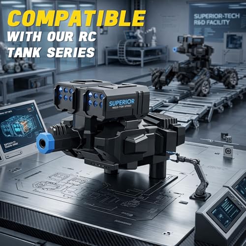 Image of RC Tank Launcher Module Replacement for Remote Control Stunt Car, Shooting Launcher Head Attachment for Battle Tank Toy Vehicle, Kids RC Toy Accessory Spare Part