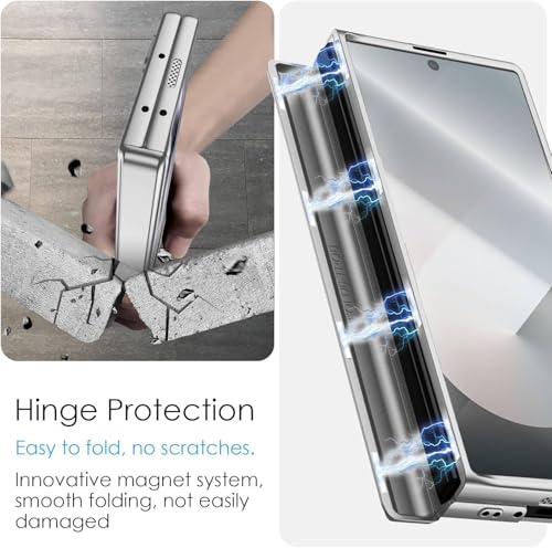 Image of Kapa Magnetic Hinge with Inbuilt Stand Case for Samsung Galaxy Z Fold 6 | Shockproof Stand Hybrid Bumper Back Cover (Silver)
