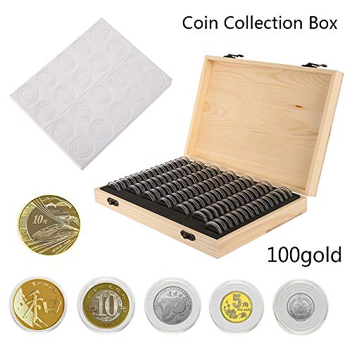 Caja organizadora de madera para colección de monedas miniatura 3