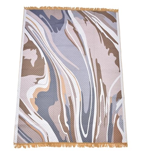 Image of COZY FURNISH Modern Abstract Area Rug, 5 x 7 Feet, Multi-Color Marble Pattern, Living Room Carpet with Suede Backing (Multicolor01, 5X7(Inches))