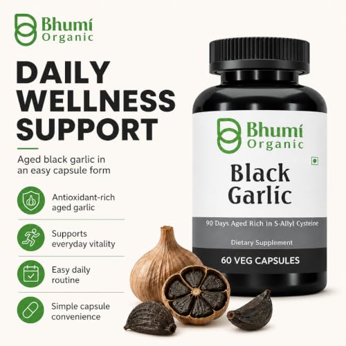 Image of Aged Black Garlic Capsules, 60 Veg Caps, 500mg