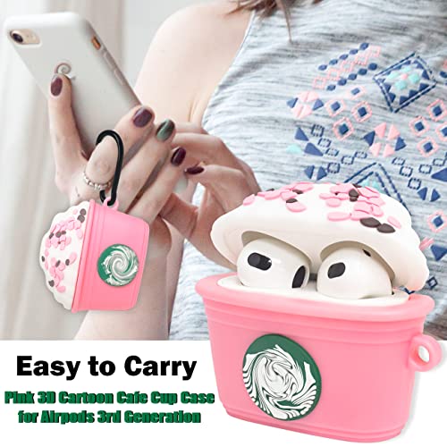Cute Airpods 3Rd Generation Case, 3D Cartoon Pink Drink Cup Cover For Airpod 3 Case, 7In1 Accessories Kawaii Pendant With Anti-Lost Keychain Airpod 3Rd Generation Case For Girl Women -Suihuoji #TOP4