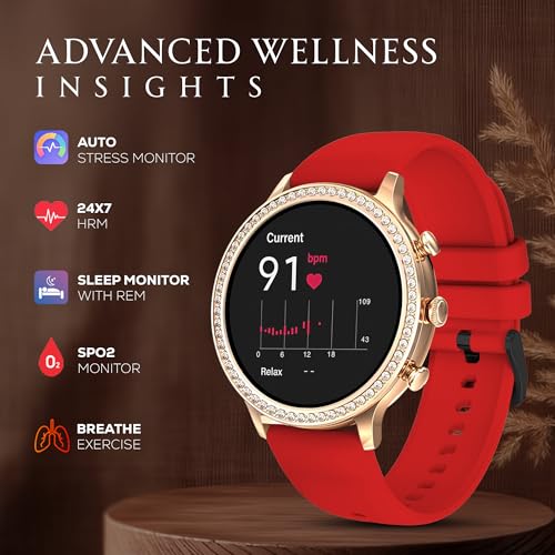 Image of GameSir GenDiva Smartwatch for Women with Bluetooth Calling, 1.69 inch AMOLED Display, 100+ Sports Modes, Health & Sleep Monitor, Voice Assistant, IP68 Waterproof, Long Battery Life, (Red)