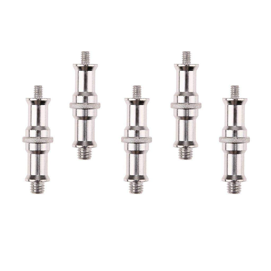 COOPIC 5 Pcs Standard 1/4 to 3/8 inch Metal Male Convertor Threaded Screw Adapter Spigot Stud for Studio Light Stand, Hotshoe/Coldshoe Adapter, Ball Head, Wireless Flash Receiver, Trigger
