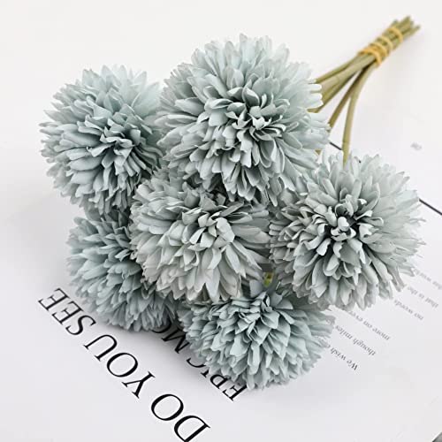 Flores Artificiales, 5 Piezas de Lirios Artificiales con 5 capullos, Plantas Flores Artes Flores Artificiales de látex de Plena floración con Tacto Real para decoración del hogar Bodas Fiestas (Azul) Cover