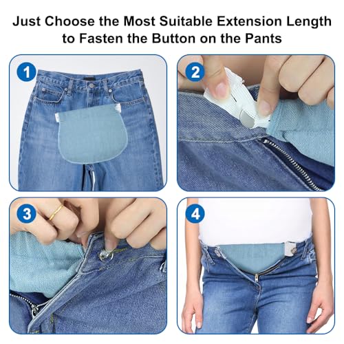 AetherAurora 4 Piezas Extensores de Pantalones de Maternidad, Extensión de Cintura Elástico, Extensores de Jeans con Cintura Ajustable para Embarazadas