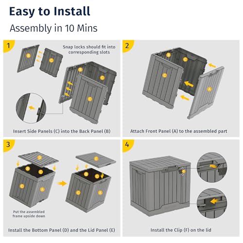 Image of EAST OAK Outdoor Storage Box | 31 Gallon Deck Box Indoor and Outdoor Use | Waterproof Resin Storage Bin with Latch for Patio Cushions, Gardening Tools | UV Resistant | Deep Grey