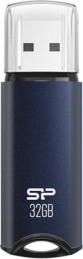 SP Silicon Power 32GB USB 3.0 Flash Drive, Aluminum Casing Built-in Strap Hole, USB 3.2 Gen 1 USB 2.0 Thumb Drive Pen Drive Memory Stick, Navy…