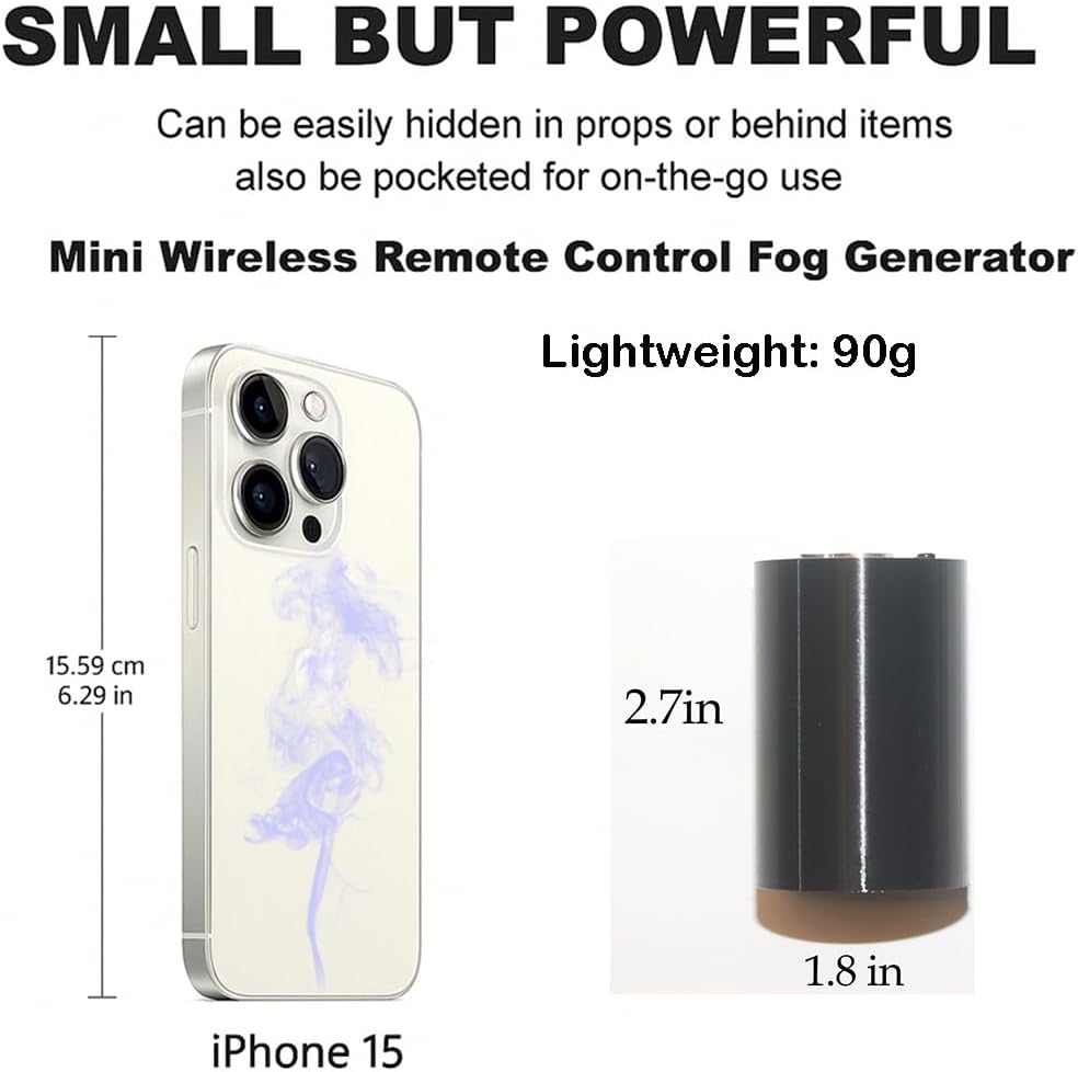 Wireless Remote Fog Smoke Machine for Cosplay DJ Party Decorations Outdoor Indoor Photography Atmosphere Spray (Black)